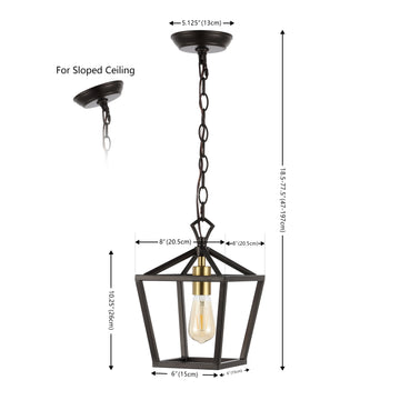 Oslin 8" Vintage Farmhouse Iron Chain Pagoda LED Pendant